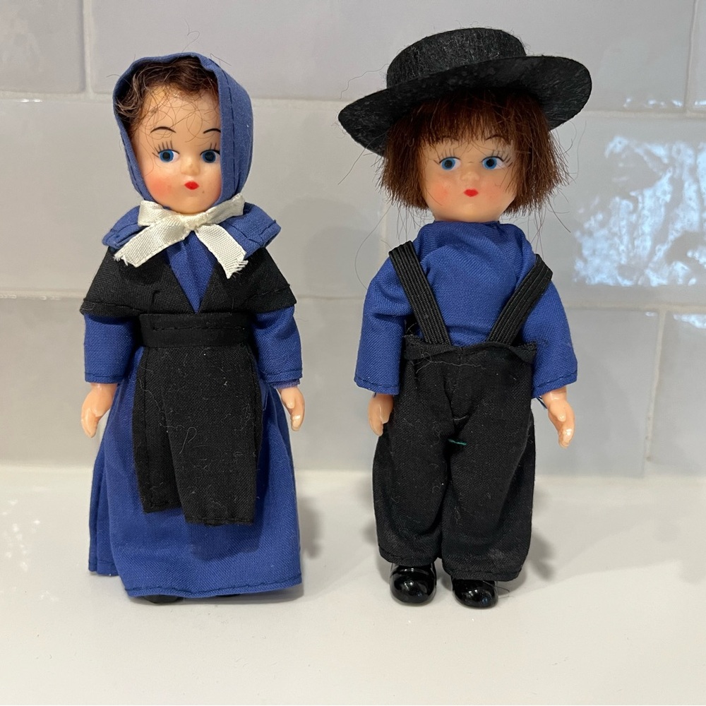 Vintage Amish Boy and Girl Dolls in Original Boxes
